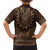 Brown African Dashiki With Tonga Ngatu Pattern Family Matching Long Sleeve Bodycon Dress and Hawaiian Shirt