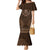 Brown African Dashiki With Tonga Ngatu Pattern Family Matching Mermaid Dress and Hawaiian Shirt