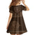 Brown African Dashiki With Tonga Ngatu Pattern Family Matching Off The Shoulder Long Sleeve Dress and Hawaiian Shirt