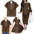 Brown African Dashiki With Tonga Ngatu Pattern Family Matching Off The Shoulder Long Sleeve Dress and Hawaiian Shirt