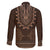 Brown African Dashiki With Tonga Ngatu Pattern Family Matching Off The Shoulder Long Sleeve Dress and Hawaiian Shirt