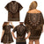 Brown African Dashiki With Tonga Ngatu Pattern Family Matching Off Shoulder Short Dress and Hawaiian Shirt