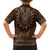 Brown African Dashiki With Tonga Ngatu Pattern Family Matching Short Sleeve Bodycon Dress and Hawaiian Shirt