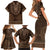 Brown African Dashiki With Tonga Ngatu Pattern Family Matching Short Sleeve Bodycon Dress and Hawaiian Shirt