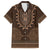 Brown African Dashiki With Tonga Ngatu Pattern Family Matching Short Sleeve Bodycon Dress and Hawaiian Shirt