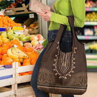 Brown African Dashiki With Tonga Ngatu Pattern Grocery Bag LT14 - Polynesian Pride