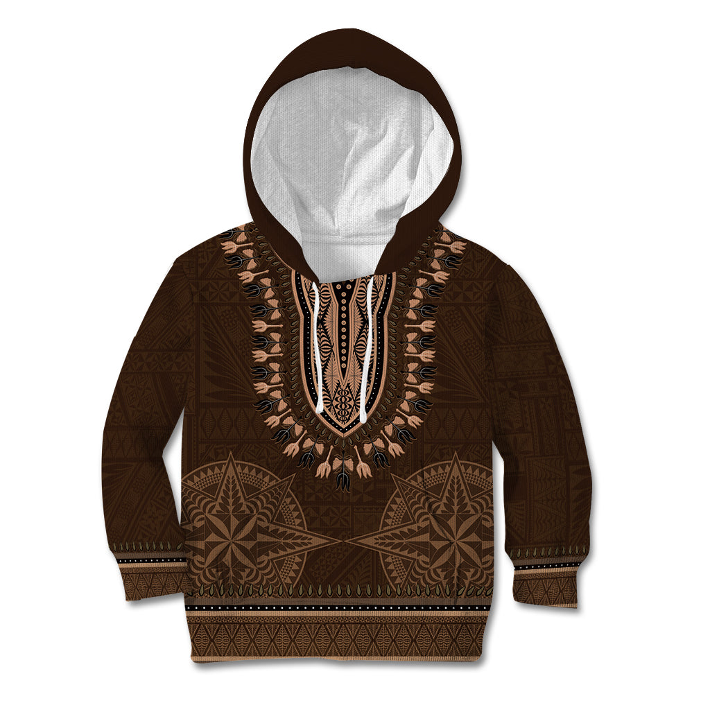 Brown African Dashiki With Tonga Ngatu Pattern Kid Hoodie