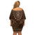 Brown African Dashiki With Tonga Ngatu Pattern Off Shoulder Short Dress