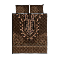 Brown African Dashiki With Tonga Ngatu Pattern Quilt Bed Set