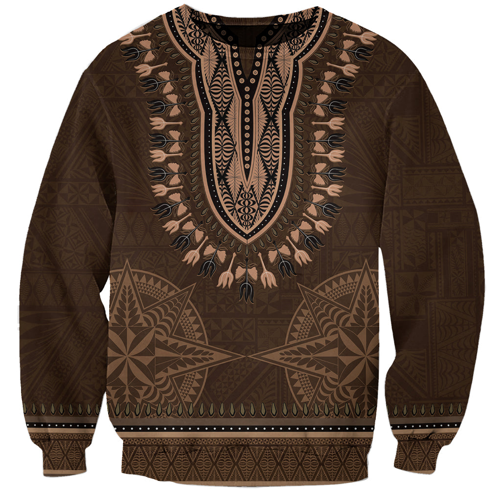 Brown African Dashiki With Tonga Ngatu Pattern Sweatshirt