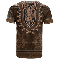 Brown African Dashiki With Tonga Ngatu Pattern T Shirt