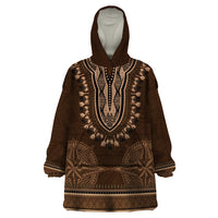 Brown African Dashiki With Tonga Ngatu Pattern Wearable Blanket Hoodie