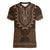 Brown African Dashiki With Tonga Ngatu Pattern Women V-Neck T-Shirt