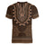 Brown African Dashiki With Tonga Ngatu Pattern Women V-Neck T-Shirt