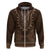 Brown African Dashiki With Tonga Ngatu Pattern Zip Hoodie