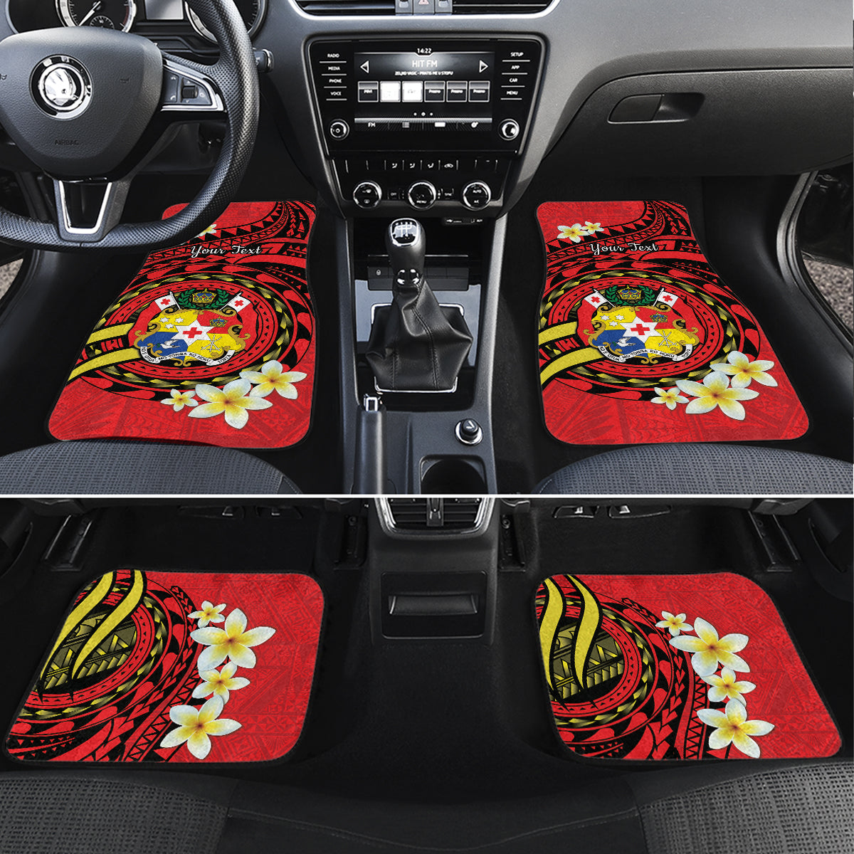 Personalised Tonga Emancipation Day Car Mats Tongan Ngatu Pattern - Red Version