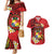 Personalised Tonga Emancipation Day Couples Matching Mermaid Dress and Hawaiian Shirt Tongan Ngatu Pattern - Red Version