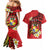 Personalised Tonga Emancipation Day Couples Matching Mermaid Dress and Hawaiian Shirt Tongan Ngatu Pattern - Red Version