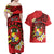 Personalised Tonga Emancipation Day Couples Matching Off Shoulder Maxi Dress and Hawaiian Shirt Tongan Ngatu Pattern - Red Version