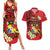 Personalised Tonga Emancipation Day Couples Matching Summer Maxi Dress and Hawaiian Shirt Tongan Ngatu Pattern - Red Version