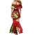 Personalised Tonga Emancipation Day Family Matching Mermaid Dress and Hawaiian Shirt Tongan Ngatu Pattern - Red Version