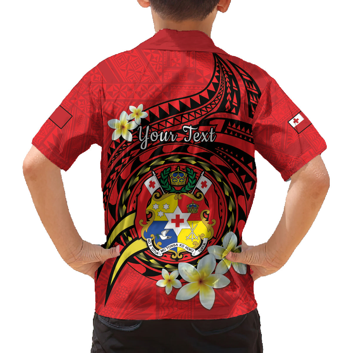 Personalised Tonga Emancipation Day Family Matching Off The Shoulder Long Sleeve Dress and Hawaiian Shirt Tongan Ngatu Pattern - Red Version