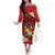 Personalised Tonga Emancipation Day Family Matching Off The Shoulder Long Sleeve Dress and Hawaiian Shirt Tongan Ngatu Pattern - Red Version