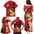 Personalised Tonga Emancipation Day Family Matching Puletasi and Hawaiian Shirt Tongan Ngatu Pattern - Red Version