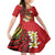 Personalised Tonga Emancipation Day Family Matching Short Sleeve Bodycon Dress and Hawaiian Shirt Tongan Ngatu Pattern - Red Version