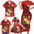 Personalised Tonga Emancipation Day Family Matching Short Sleeve Bodycon Dress and Hawaiian Shirt Tongan Ngatu Pattern - Red Version