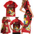 Personalised Tonga Emancipation Day Family Matching Short Sleeve Bodycon Dress and Hawaiian Shirt Tongan Ngatu Pattern - Red Version