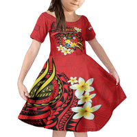 Personalised Tonga Emancipation Day Family Matching Tank Maxi Dress and Hawaiian Shirt Tongan Ngatu Pattern - Red Version