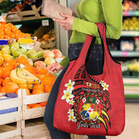 Personalised Tonga Emancipation Day Grocery Bag Tongan Ngatu Pattern - Red Version LT14 - Polynesian Pride