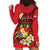 Personalised Tonga Emancipation Day Hoodie Dress Tongan Ngatu Pattern - Red Version