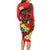 Personalised Tonga Emancipation Day Long Sleeve Bodycon Dress Tongan Ngatu Pattern - Red Version