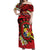 Personalised Tonga Emancipation Day Off Shoulder Maxi Dress Tongan Ngatu Pattern - Red Version