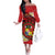 Personalised Tonga Emancipation Day Off The Shoulder Long Sleeve Dress Tongan Ngatu Pattern - Red Version