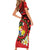 Personalised Tonga Emancipation Day Short Sleeve Bodycon Dress Tongan Ngatu Pattern - Red Version