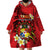 Personalised Tonga Emancipation Day Wearable Blanket Hoodie Tongan Ngatu Pattern - Red Version