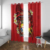 Personalised Tonga Emancipation Day Window Curtain Tongan Ngatu Pattern - Red Version