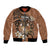 Personalised Tonga Emancipation Day Bomber Jacket Tongan Ngatu Pattern - Brown Version