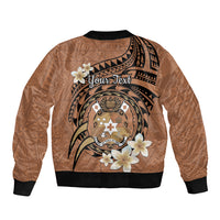 Personalised Tonga Emancipation Day Bomber Jacket Tongan Ngatu Pattern - Brown Version