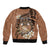 Personalised Tonga Emancipation Day Bomber Jacket Tongan Ngatu Pattern - Brown Version