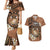 Personalised Tonga Emancipation Day Couples Matching Mermaid Dress and Hawaiian Shirt Tongan Ngatu Pattern - Brown Version