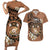 Personalised Tonga Emancipation Day Couples Matching Short Sleeve Bodycon Dress and Hawaiian Shirt Tongan Ngatu Pattern - Brown Version