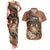 Personalised Tonga Emancipation Day Couples Matching Tank Maxi Dress and Hawaiian Shirt Tongan Ngatu Pattern - Brown Version