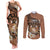 Personalised Tonga Emancipation Day Couples Matching Tank Maxi Dress and Long Sleeve Button Shirt Tongan Ngatu Pattern - Brown Version