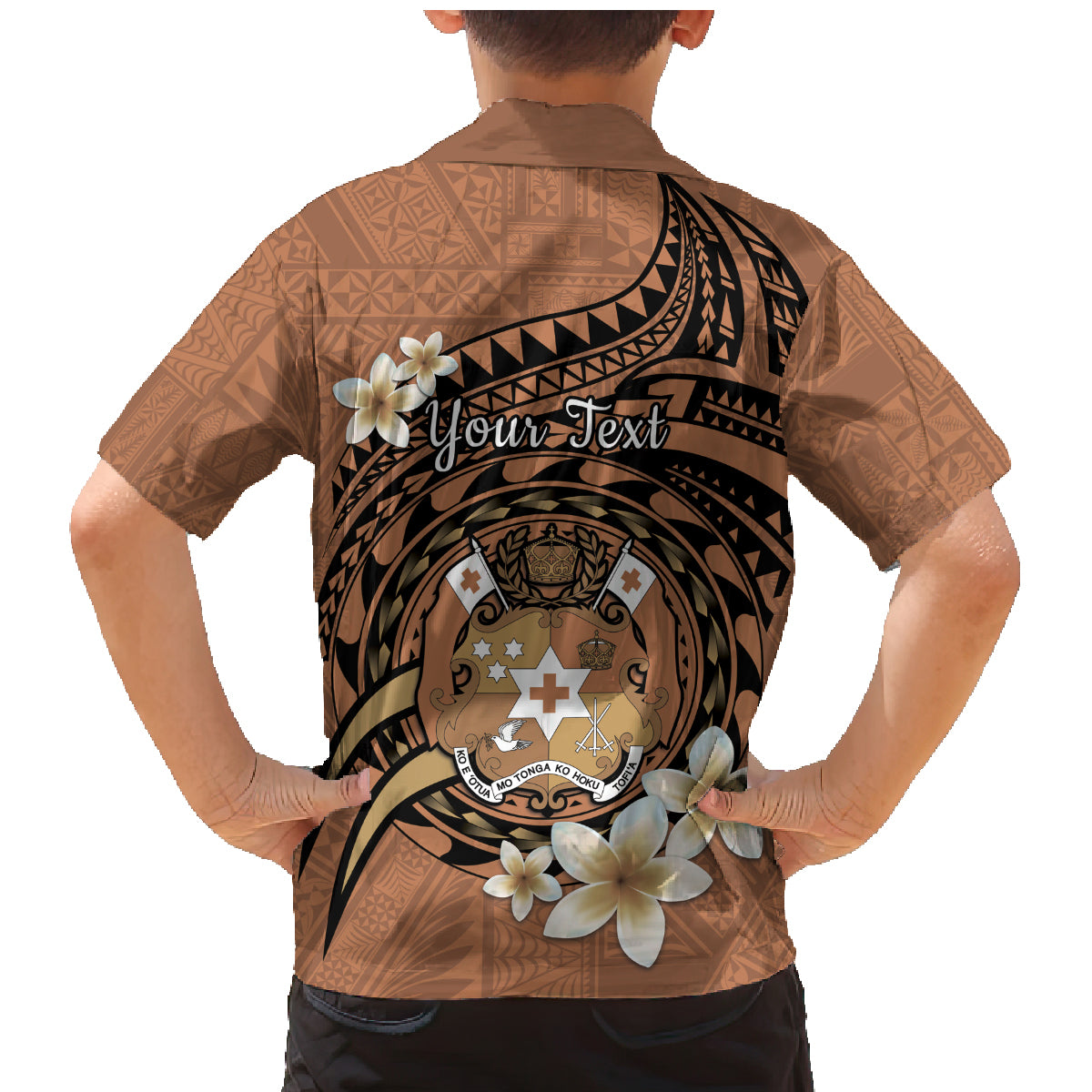 Personalised Tonga Emancipation Day Family Matching Mermaid Dress and Hawaiian Shirt Tongan Ngatu Pattern - Brown Version