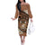 Personalised Tonga Emancipation Day Family Matching Off The Shoulder Long Sleeve Dress and Hawaiian Shirt Tongan Ngatu Pattern - Brown Version