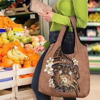 Personalised Tonga Emancipation Day Grocery Bag Tongan Ngatu Pattern - Brown Version LT14 - Polynesian Pride